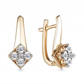 Золотые серьги АЛЬКОР 25748-100 с бриллиантом 25748-100 фото