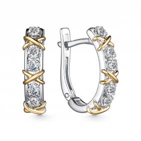 Серьги из белого золота АЛЬКОР 25759-Л00 с бриллиантом 25759-Л00 фото