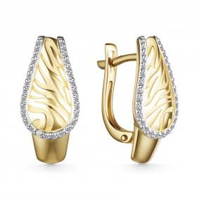 Золотые серьги АЛЬКОР 25796-300 с бриллиантом 25796-300 фото