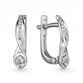 Серьги из белого золота АЛЬКОР 25888-200 с бриллиантом 25888-200 фото