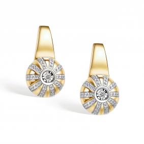 Золотые серьги АЛЬКОР 25913-300 с бриллиантом 25913-300 фото