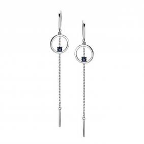 Серьги из белого золота АЛЬКОР 25942-202 с сапфиром 25942-202 фото
