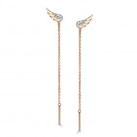 Золотые серьги АЛЬКОР 25943-100 с бриллиантом 25943-100 фото