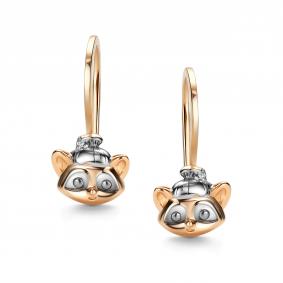 Золотые серьги АЛЬКОР 25995-100 с бриллиантом 25995-100 фото