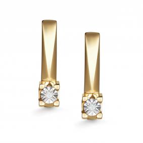 Серьги из лимонного золота АЛЬКОР 26013-300 с бриллиантом 26013-300 фото