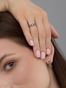 Золотые серьги АЛЬКОР 26025-102 с бриллиантом и сапфиром 26025-102 фото