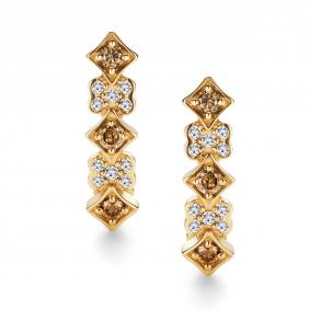 Серьги из лимонного золота АЛЬКОР 26098-317 с коньячным бриллиантом 26098-317 фото