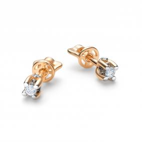 Золотые серьги АЛЬКОР 26111-100 с бриллиантом 26111-100 фото