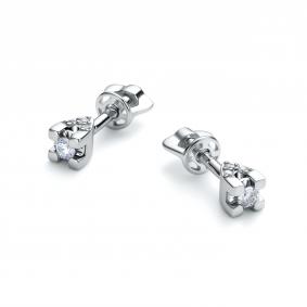 Серьги из белого золота АЛЬКОР 26113-200 с бриллиантом 26113-200 фото