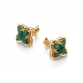 Серьги из лимонного золота АЛЬКОР 26142-301 с изумрудом 26142-301 фото