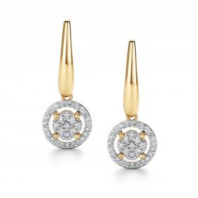 Серьги из лимонного золота АЛЬКОР 26198-300 с бриллиантом 26198-300 фото