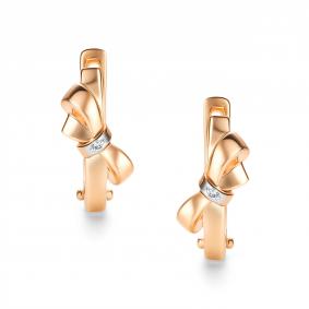 Золотые серьги АЛЬКОР 26229-100 с бриллиантом 26229-100 фото