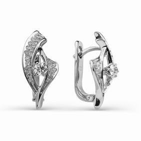 Серьги из белого золота АЛЬКОР 2623-200 с бриллиантом 2623-200 фото