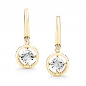 Серьги из лимонного золота АЛЬКОР 26247-300 с бриллиантом 26247-300 фото