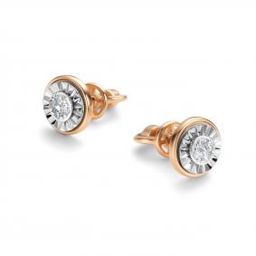 Золотые серьги АЛЬКОР 26252-100 с бриллиантом 26252-100 фото