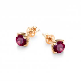 Золотые серьги АЛЬКОР 26256-103 с рубином 26256-103 фото