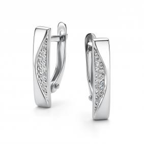 Серьги из белого золота АЛЬКОР 26302-200 с бриллиантом 26302-200 фото