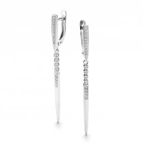 Серьги из белого золота АЛЬКОР 26318-200 с бриллиантом 26318-200 фото