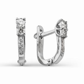 Золотые серьги АЛЬКОР 2632-200 с бриллиантом 2632-200 фото