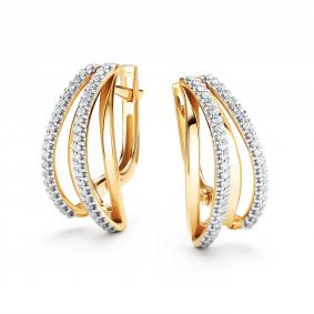 Серьги из лимонного золота АЛЬКОР 26341-300 с бриллиантом 26341-300 фото