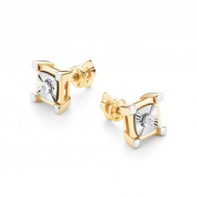 Серьги из лимонного золота АЛЬКОР 26366-300 с бриллиантом 26366-300 фото