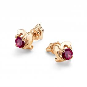Золотые серьги АЛЬКОР 26415-103 с рубином 26415-103 фото