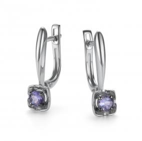 Серьги из белого золота АЛЬКОР 26416-204 с танзанитом 26416-204 фото