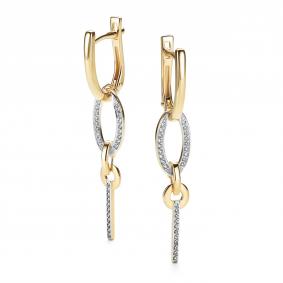 Золотые серьги АЛЬКОР 26420-300 с бриллиантом 26420-300 фото