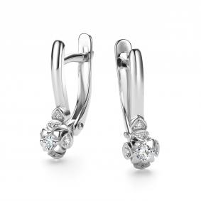 Серьги из белого золота АЛЬКОР 26467-200 с бриллиантом 26467-200 фото