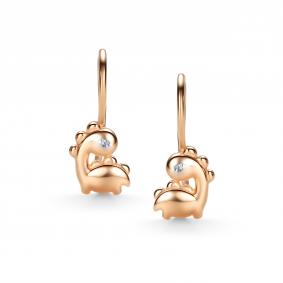 Золотые серьги АЛЬКОР 26477-100 с бриллиантом 26477-100 фото