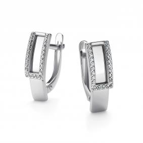 Серьги из белого золота АЛЬКОР 26521-200 с бриллиантом 26521-200 фото