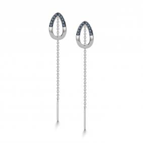 Серьги из белого золота АЛЬКОР 26556-202 с сапфиром 26556-202 фото