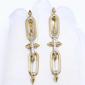 Серьги из лимонного золота АЛЬКОР 26559-300 с бриллиантом 26559-300 фото