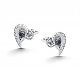 Серьги из белого золота АЛЬКОР 26561-202 с бриллиантом и сапфиром 26561-202 фото