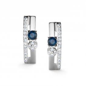 Серьги из белого золота АЛЬКОР 26563-202 с бриллиантом и сапфиром 26563-202 фото