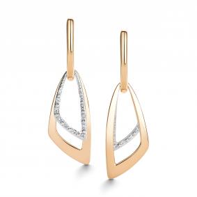 Золотые серьги-трансформеры АЛЬКОР с фианитом 26577-100 26577-100 фото