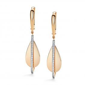 Золотые серьги АЛЬКОР 26579-100 с бриллиантом 26579-100 фото