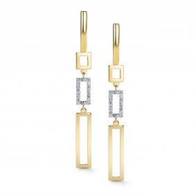 Серьги из лимонного золота АЛЬКОР 26580-300 с бриллиантом 26580-300 фото