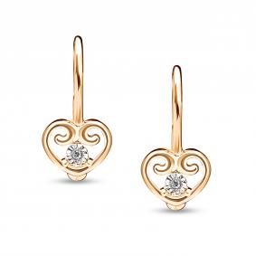 Золотые серьги АЛЬКОР 26614-100 с бриллиантом 26614-100 фото