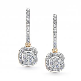 Серьги из лимонного золота АЛЬКОР 26626-300 с бриллиантом 26626-300 фото