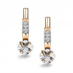 Золотые серьги АЛЬКОР 26637-100 с бриллиантом 26637-100 фото