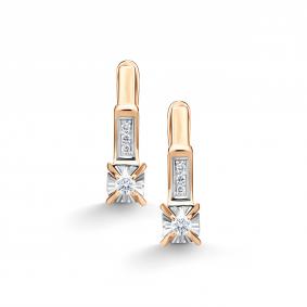 Золотые серьги АЛЬКОР 26640-100 с бриллиантом 26640-100 фото