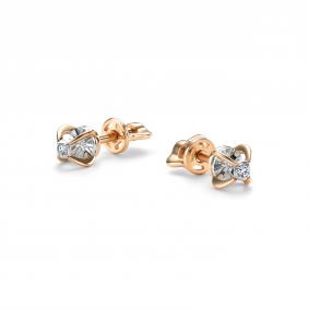 Золотые серьги АЛЬКОР 26642-100 с бриллиантом 26642-100 фото