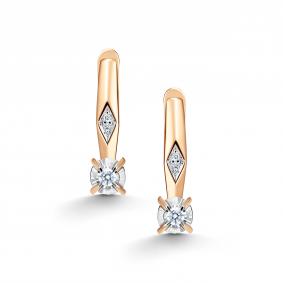 Золотые серьги АЛЬКОР 26644-100 с бриллиантом 26644-100 фото