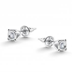 Серьги из белого золота АЛЬКОР 26649-200 с бриллиантом 26649-200 фото