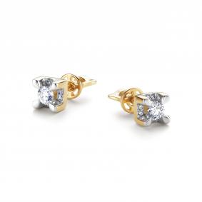 Золотые серьги АЛЬКОР 26659-300 с бриллиантом 26659-300 фото