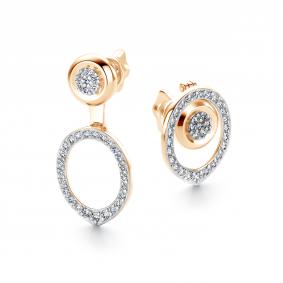 Золотые серьги-трансформеры АЛЬКОР с бриллиантом 26668-100 26668-100 фото