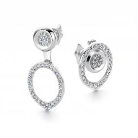 Серьги-трансформеры из белого золота АЛЬКОР с бриллиантом 26668-200 26668-200 фото