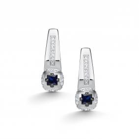 Серьги из белого золота АЛЬКОР 26691-202 с бриллиантом и сапфиром 26691-202 фото