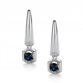 Золотые серьги АЛЬКОР 26692-202 с бриллиантом и сапфиром 26692-202 фото